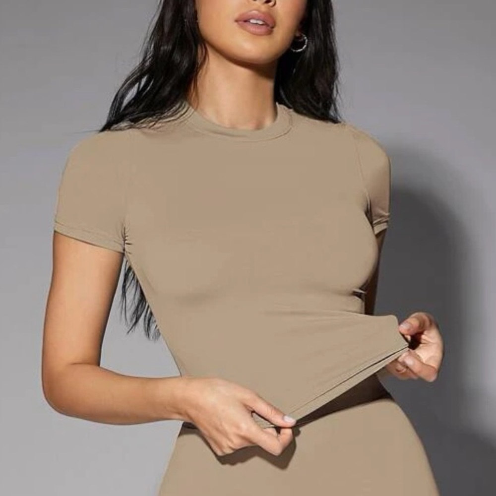 Tan Athletic fitted tee